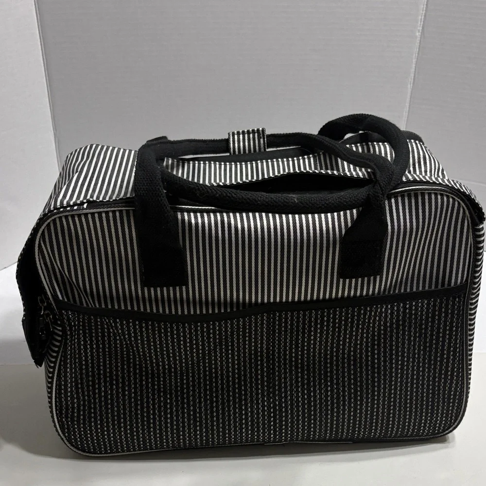 Black and White Striped Cat Carrier